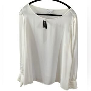 Express Women's Blouse with Button Cuffs Cream Size Large NWT